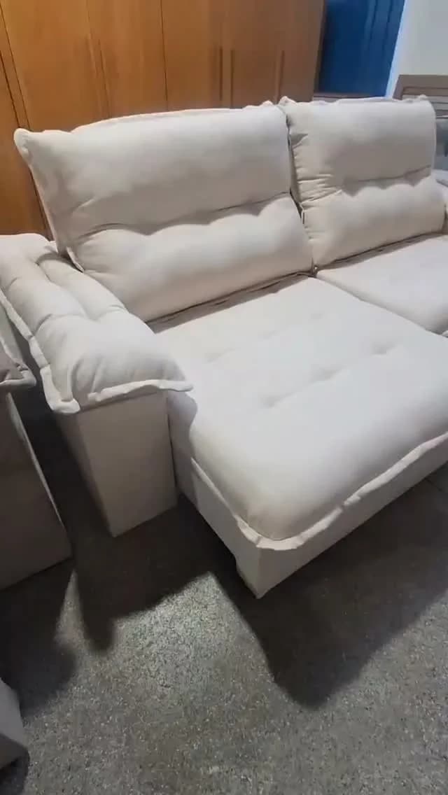 Sofá retrátil pillow top, branco